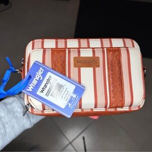 Wrangler Red and Cream Striped Bag